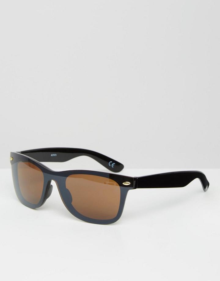 Asos Visor Sunglasses In Black - Black