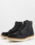 Selected Homme Chunky Contrast Sole Boots With In Black Suede