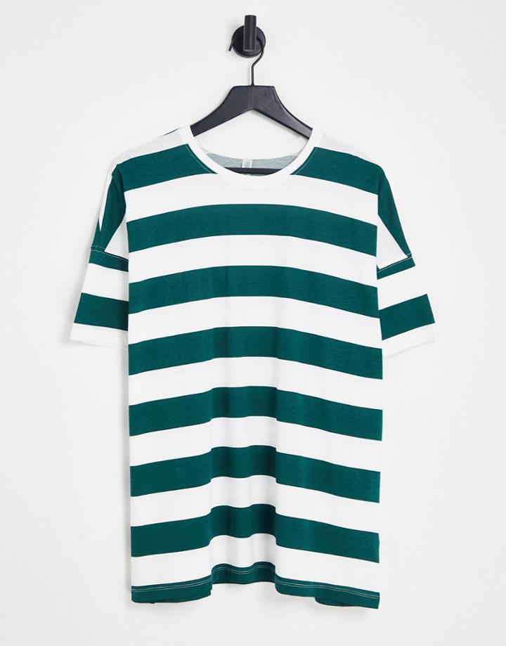 Only Oversized T-shirt In Green Stripe
