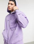 Asos Dark Future Oversized Zip Up Hoodie In Purple Wash - Part Of A Set