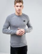 Born Rich Knitted Sweater With Ribbed Collar - Gray