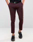 Asos Super Skinny Cropped Pant In Burgundy - Purple