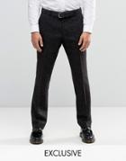 Heart & Dagger Slim Smart Trousers In Fleck - Black