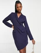 Naanaa Cut Out Blazer Dress In Navy-black