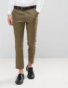 Asos Skinny Cropped Pants In Linen Mix - Green