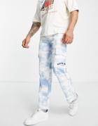 Sixth June Cargo Pants In Light Blue With Cloud Print