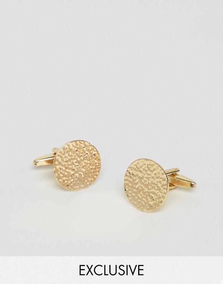 Designb London Circle Cuff Links In Gold Exclusive To Asos - Gold