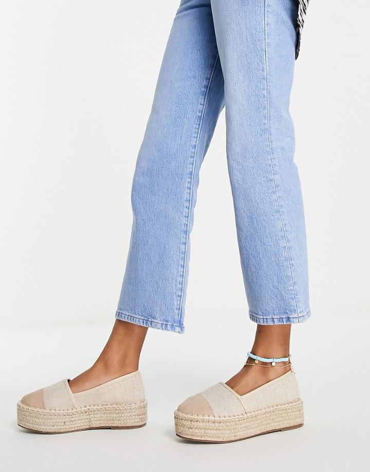 Asos Design Jala Flatform Toe-cap Espadrilles In Cream-white