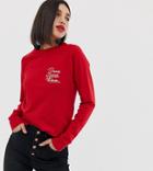 Warehouse Sweatshirt With Slogan In Red - Red