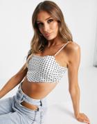 Na-kd Dot Print Cropped Top In White