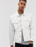 Asos Design Oversized Denim Jacket In White - White