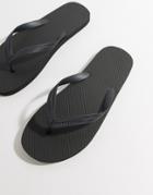 Asos Design Flip Flops In Black