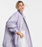 Collusion Recycled Polyester Oversized Coat In Lilac-blues