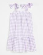 Influence Tie Strap Mini Dress In Lilac Gingham-purple