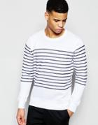 Pull & Bear Striped Sweatshirt In White And Navy - White