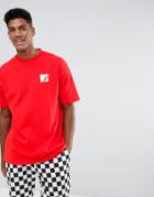 Asos X Mtv Oversized T-shirt In Red - Red