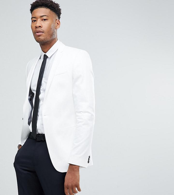 Noak Tall Skinny Blazer In Cotton Sateen - White