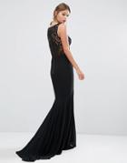 Jarlo Lace Back Fishtail Dress - Black