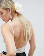 Asos Design Floral Pearl Corsage Hair Clip - Cream