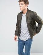 Threadbare Nylon Bomber Jacket - Green