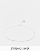 Asos Design Sterling Silver Skinny Chain Bracelet With Curb Links In Silver