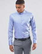 Number Eight Savile Row Skinny Grandad Shirt - Blue