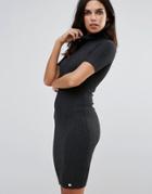 Lipsy Ribbed Sweater Dress - Gray