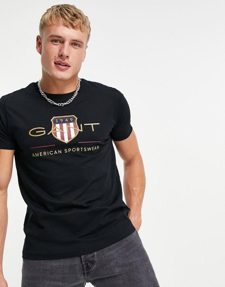 Gant Archive Shield Logo T-shirt In Black