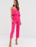Asos Design Double Layer Cami Peg Jumpsuit-pink