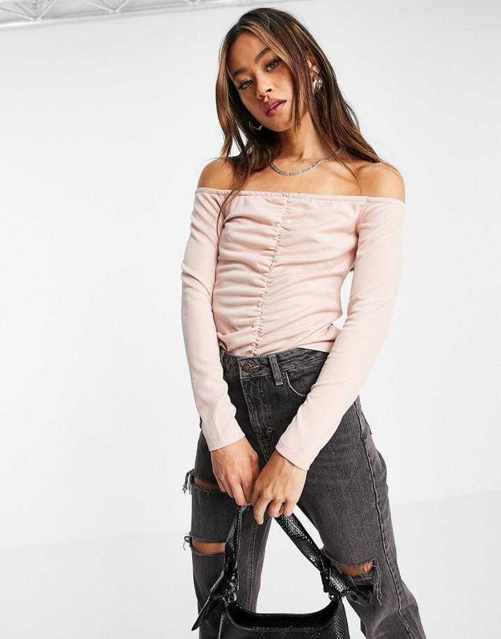 Vila Tiered Bandeau Top In Rose-white