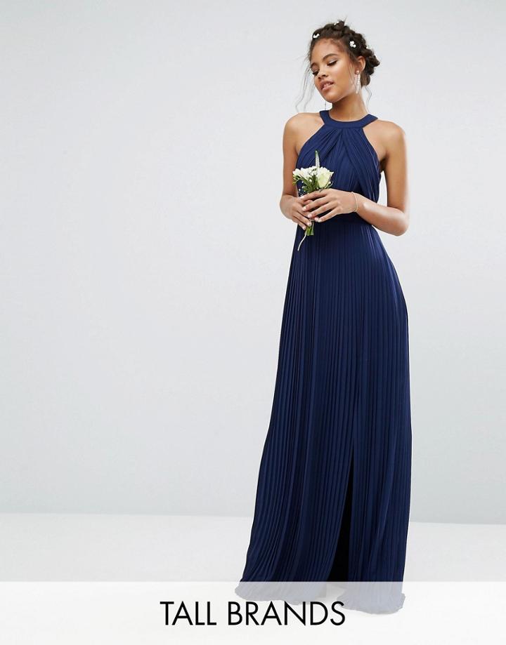 Tfnc Tall Wedding Pleated Maxi Dress - Navy