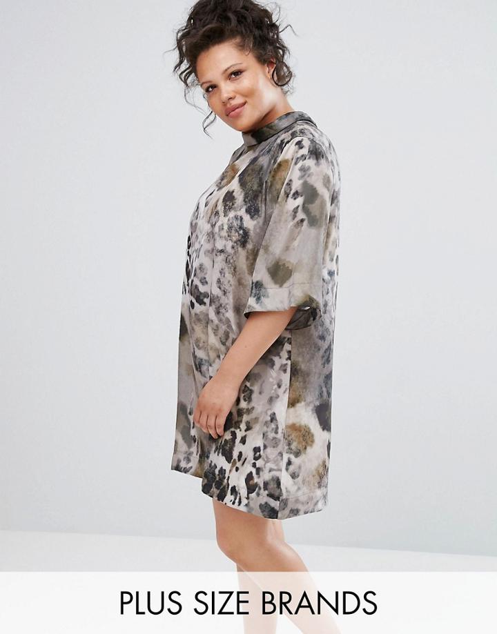 Elvi Animal Print High Neck Dress - Multi