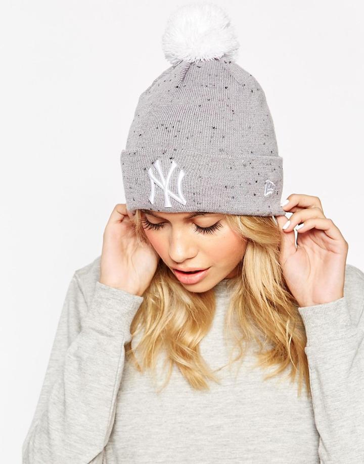 New Era Ny Bobble Beanie - Gray