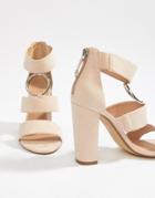 Office Habibi Suede Three Strap Chunky Heeled Sandals - Pink