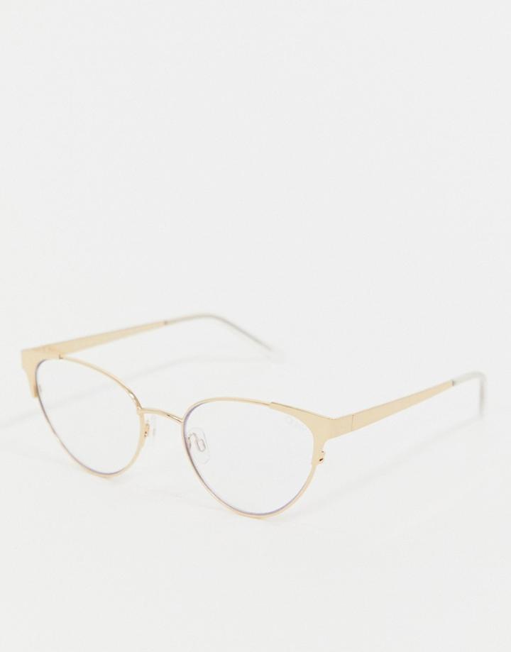 Quay Australia Song Bird Cat Eye Clear Lens Glasses In Gold - Gold
