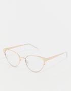 Quay Australia Song Bird Cat Eye Clear Lens Glasses In Gold - Gold