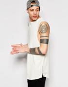 Asos Longline Sleeveless T-shirt With Side Zip And Curved Hem - Beige