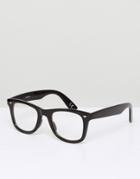 Asos Design Square Glasses In Black With Clear Lens