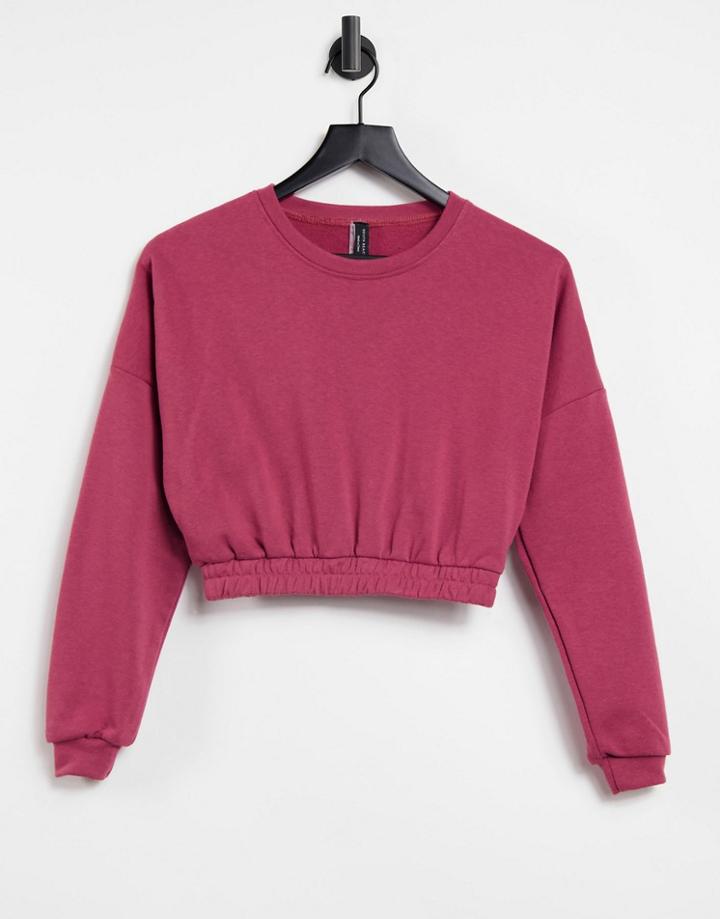 South Beach Oversized Cropped Sweatshirt In Dusty Pink