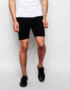 Asos Jersey Shorts With Button Fly Detail - Black