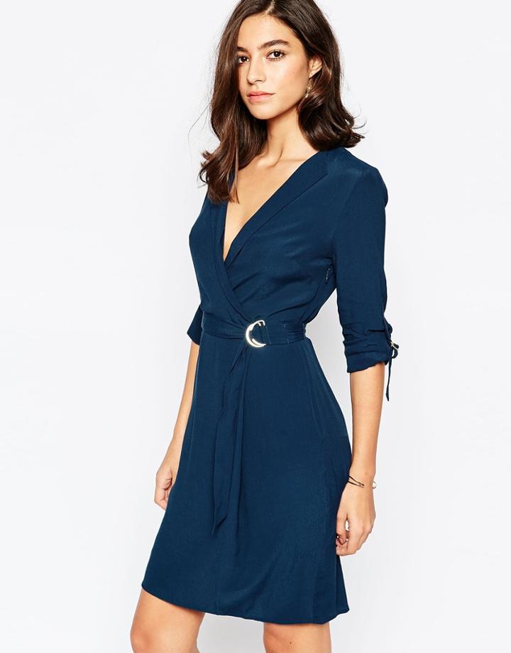 Warehouse D Ring Wrap Dress - Teal