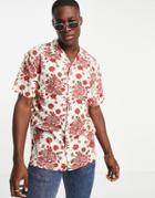 Jack & Jones Originals Revere Collar Shirt With Kanji Print In White