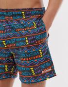 Columbia Printed Swim Shorts In Shark Print-navy