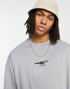 Topman Extreme Oversized T-shirt With Figurative Print In Gray
