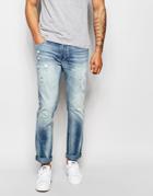 Jack & Jones Light Wash Jeans With Rips In Slim Fit - Light Blue