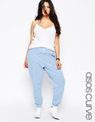 Asos Curve Sweat Pant With Contrast Tie - Blue
