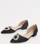 Raid Wide Fit Andi Two Part Flat Shoes With Gold Trim-black