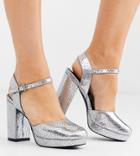 Simply Be Wide Fit Keyla Closed Toe Platform In Silver