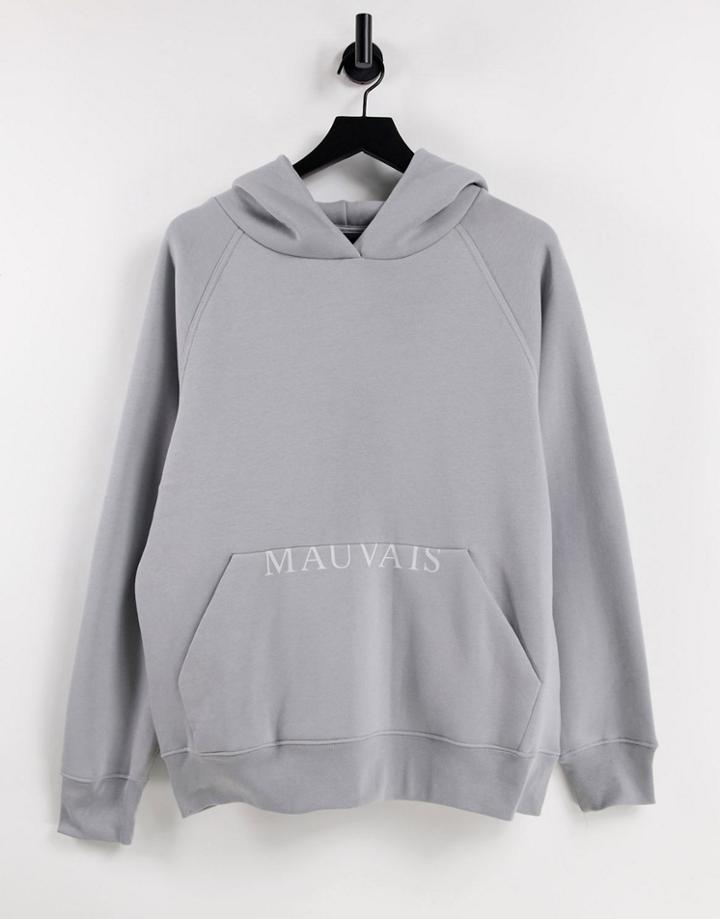 Mauvais Half Logo Oversize Hoodie In Gray-grey