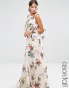 Asos Tall Extreme Cold Shoulder Floral Maxi Dress - Multi